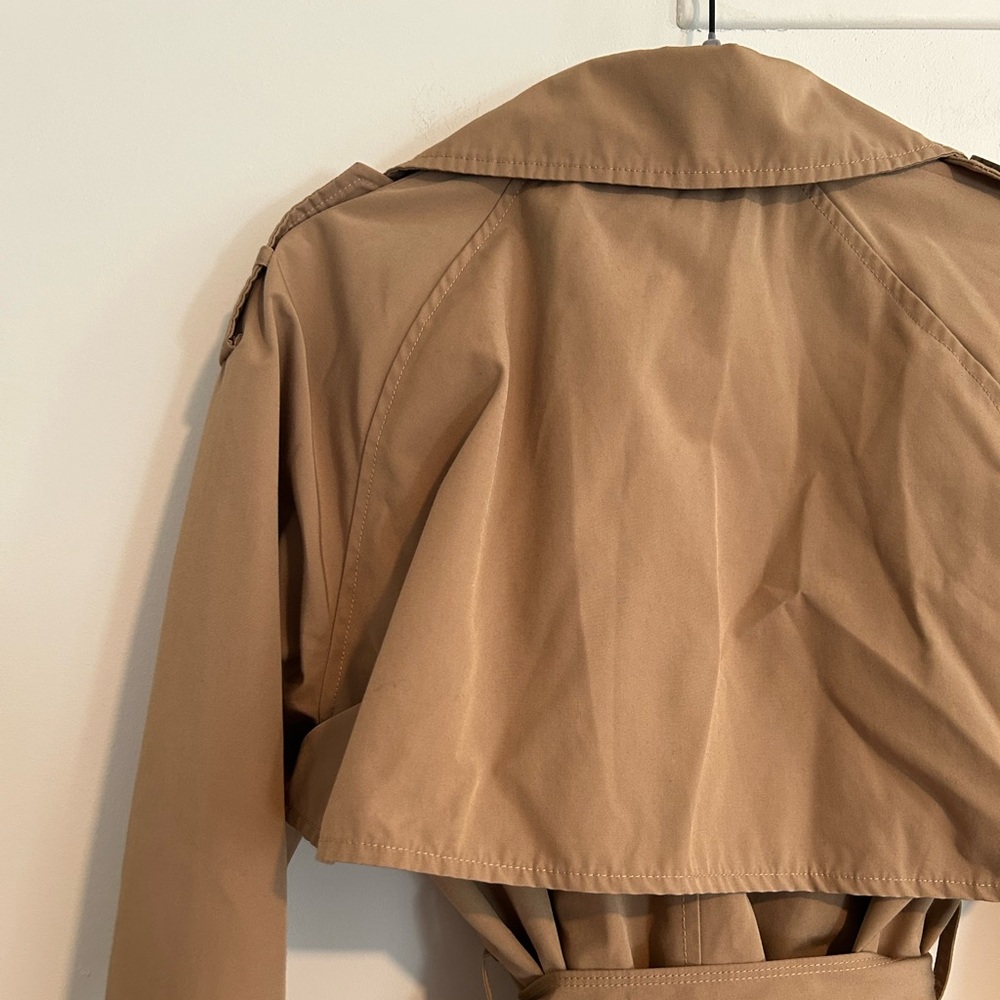 Abercrombie & Fitch Classic Trench Coat Wind Water Resistant Sz Small Camel Tan - Picture 8 of 9